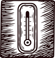 Hand drawn vintage thermometer measuring temperature engraved sketch scientific instrument illustration