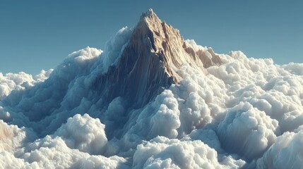 Majestic mountain summit above clouds nature gigapixel landscape aerial view hyperrealistic beauty