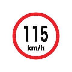 Speed limit sign 115 km h icon vector design illustration