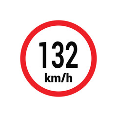Speed limit sign 132 km h icon vector design illustration