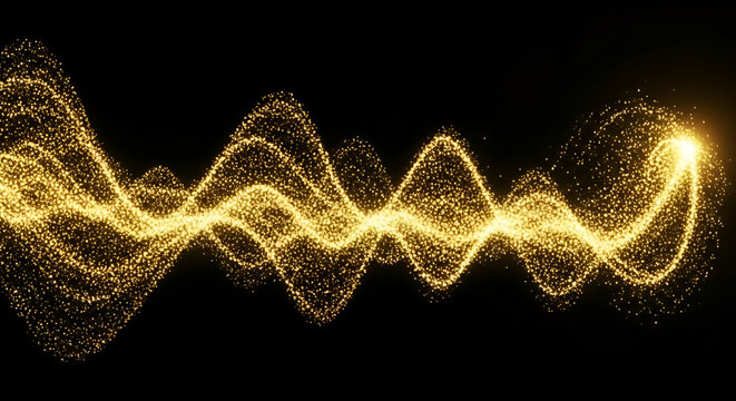 Golden Glitter Wave on Black Background sparkle sparkling - Powered by Adobe