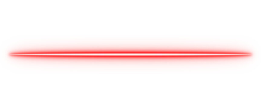 Glowing red neon horizontal line for light effects, UI dividers, modern overlays, and futuristic graphic design accents