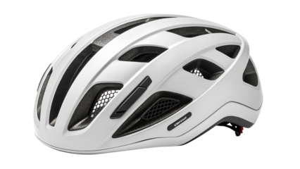 White cycling helmet isolated on transparent background