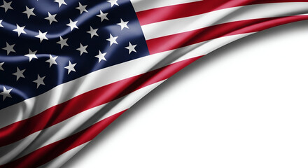 Waving American Flag Fabric on White Background usa flag