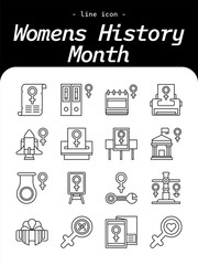 Women’s History Month Line Icon Vector Illustration – Minimal Outline Symbol for Feminism, Equality, and Empowerment