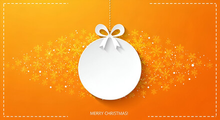 White Christmas Bauble with Snowflakes on Orange Background