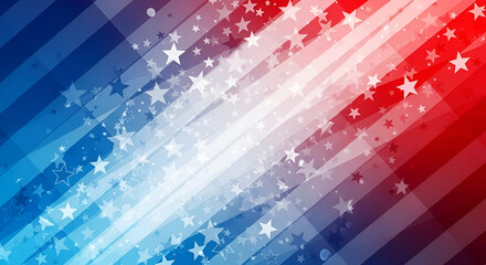 Red White and Blue Diagonal Stripes with Stars Background