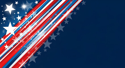 Red White Blue Stripes and Stars Diagonal Background