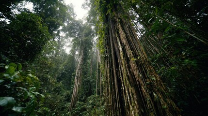 Lush rainforest canopy. Tall trees