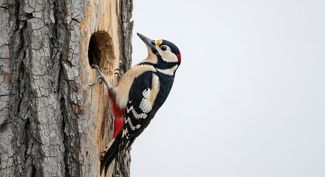 Great Spotted Woodpecker at Nest Hole - A Wildlife Portrait.