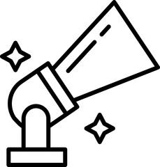 A spotlight icon, a stage or event lighting fixture, emphasizes dramatic lighting for New Year's celebrations.