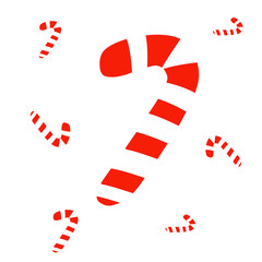 Cute Candy Cane Christmas Illustration on Black Background