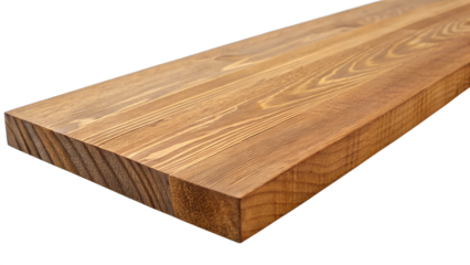 Closeup of a wooden plank with visible grain texture isolated on transparent background