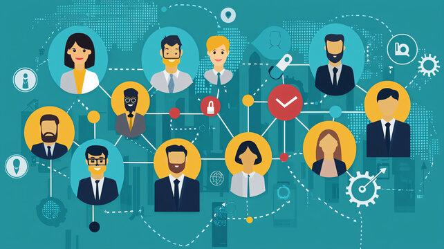 Diverse Business Team Collaboration in Digital Network Concept