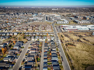 Fototapeta premium Aerial View of Stonebridge in Autumn, Saskatoon, Saskatchewan