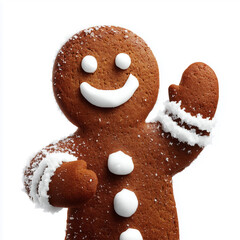 Waving gingerbread man with icing smile
