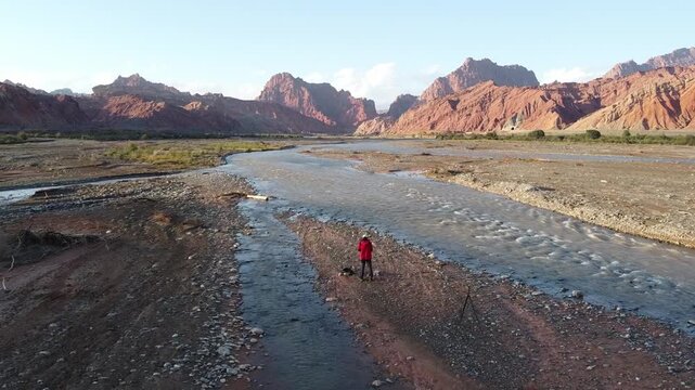 drone shot of tianshan grand canyon in xinjiang, china
