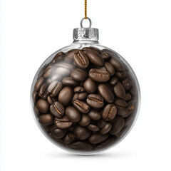 Clear Christmas bauble with coffee beans