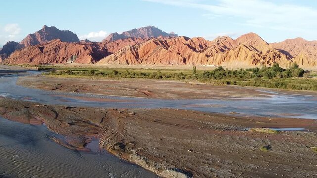 drone shot of tianshan grand canyon in xinjiang, china