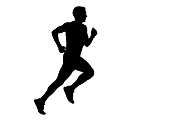 silhouette of a running man isolated on a white background