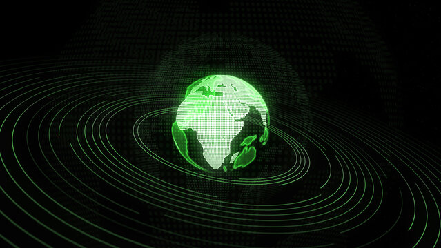 Abstract earth in blue color technology concept in dark network system