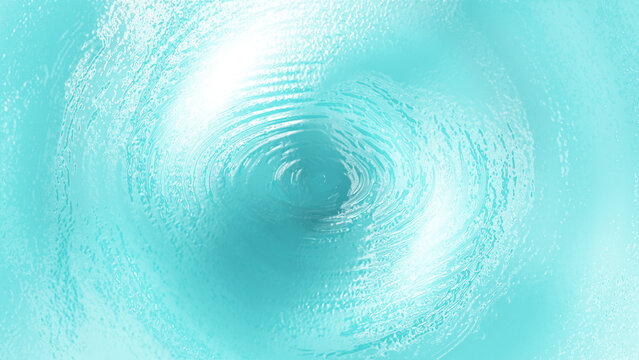 Abstract light blue water surface with ripples and a central vortex pattern view