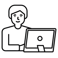 Person smiling while working at a computer