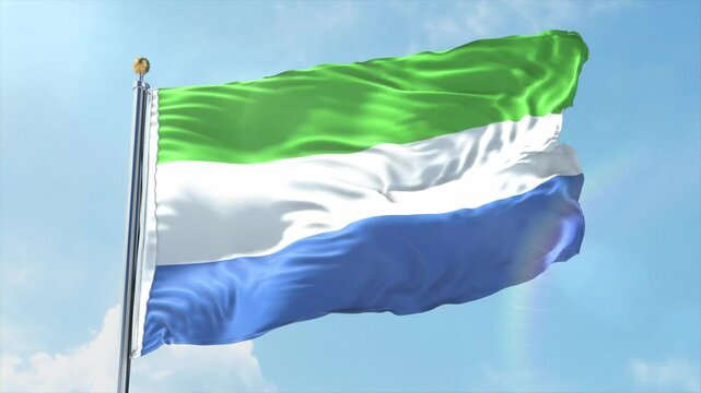 4K Sierra Leone flag waving in the wind - realistic Sierra Leone flag animation in high resolution, perfect for Sierra Leone national day, independence, travel and patriotic video projects - Powered by Adobe