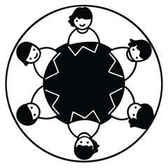 Group of diverse people seated around a circular table