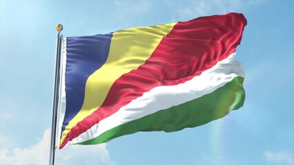 4K Seychelles flag waving in the wind - realistic Seychelles flag animation in high resolution, perfect for Seychelles national day, independence, travel and patriotic video projects