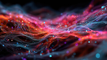 Big Data Artificial Intelligence Neural Network Flow Visualization Machine Learning Technology Innovation Cyberspace Digital Information Analysis Future Science Complex Data Stream Background