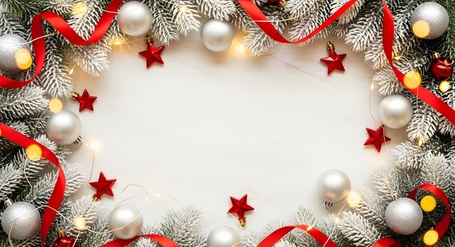 Festive christmas wreath border with blank space for text and copy