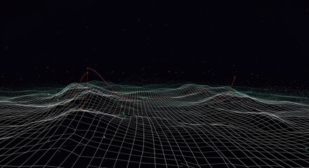 Abstract mathematical visualization illustrating the optimization process, tracing dynamic flow lines down a curving energy landscape toward a minimum ,flow ,high dimension ,curve
