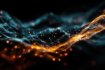 Big Data Artificial Intelligence Neural Network Flow Visualization Machine Learning Technology Innovation Cyberspace Digital Information Analysis Future Science Complex Data Stream Background