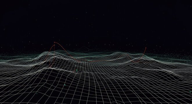 Abstract mathematical visualization illustrating the optimization process, tracing dynamic flow lines down a curving energy landscape toward a minimum ,flow ,high dimension ,curve