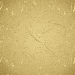 Luxurious gold embossed background with elegant floral and swirl patterns. Perfect for invitations, holiday cards, packaging, or festive digital designs.