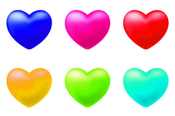 PNG Colorful hearts, element set on transparent background.