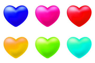 PNG Colorful hearts, element set on transparent background.