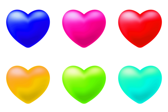 PNG Colorful hearts, element set on transparent background.