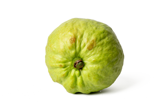 High-resolution photograph of fresh guava isolate on white, taken with a high-resolution 45MP camera