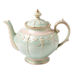 Vintage Teapot in Soft Pastel Color, cutout PNG transparent background