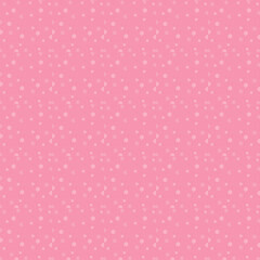 Seamless pink Christmas pattern with delicate snowflakes and festive icons, perfect for holiday gift wrapping, backgrounds, or winter-themed textile designs.