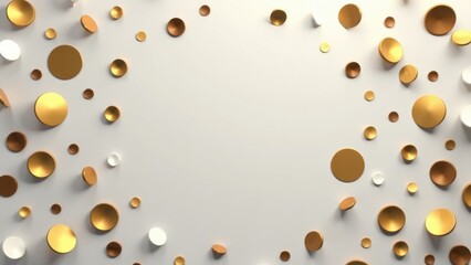 A collection of shiny gold and white circles on a clean white background, suitable for corporate or luxury branding uses