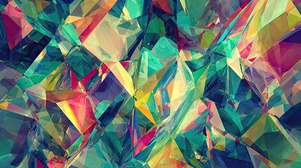 Abstract Colorful Geometric Background with Fragmented Shapes in Vibrant Hues and Dynamic Patterns