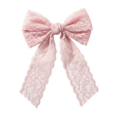 Pink Lace Bow with Sequins isolated on a transparent background