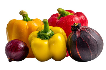A variety of colorful peppers arranged
