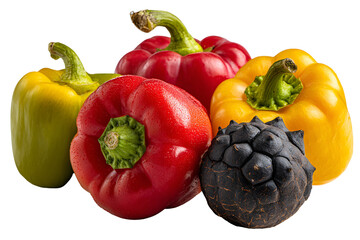 A variety of colorful peppers arranged