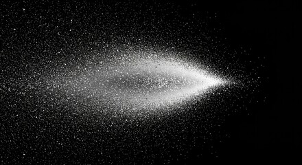 Abstract digital decay, white particles dissolving into a clean, empty background, suggesting the erosion of nothingness ,void ,minimal ,renewal