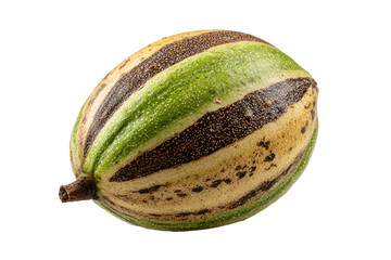 Striped zucchini resting, isolated on transparent background