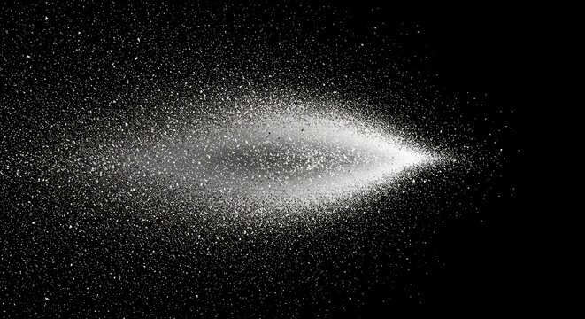 Abstract digital decay, white particles dissolving into a clean, empty background, suggesting the erosion of nothingness ,void ,minimal ,renewal